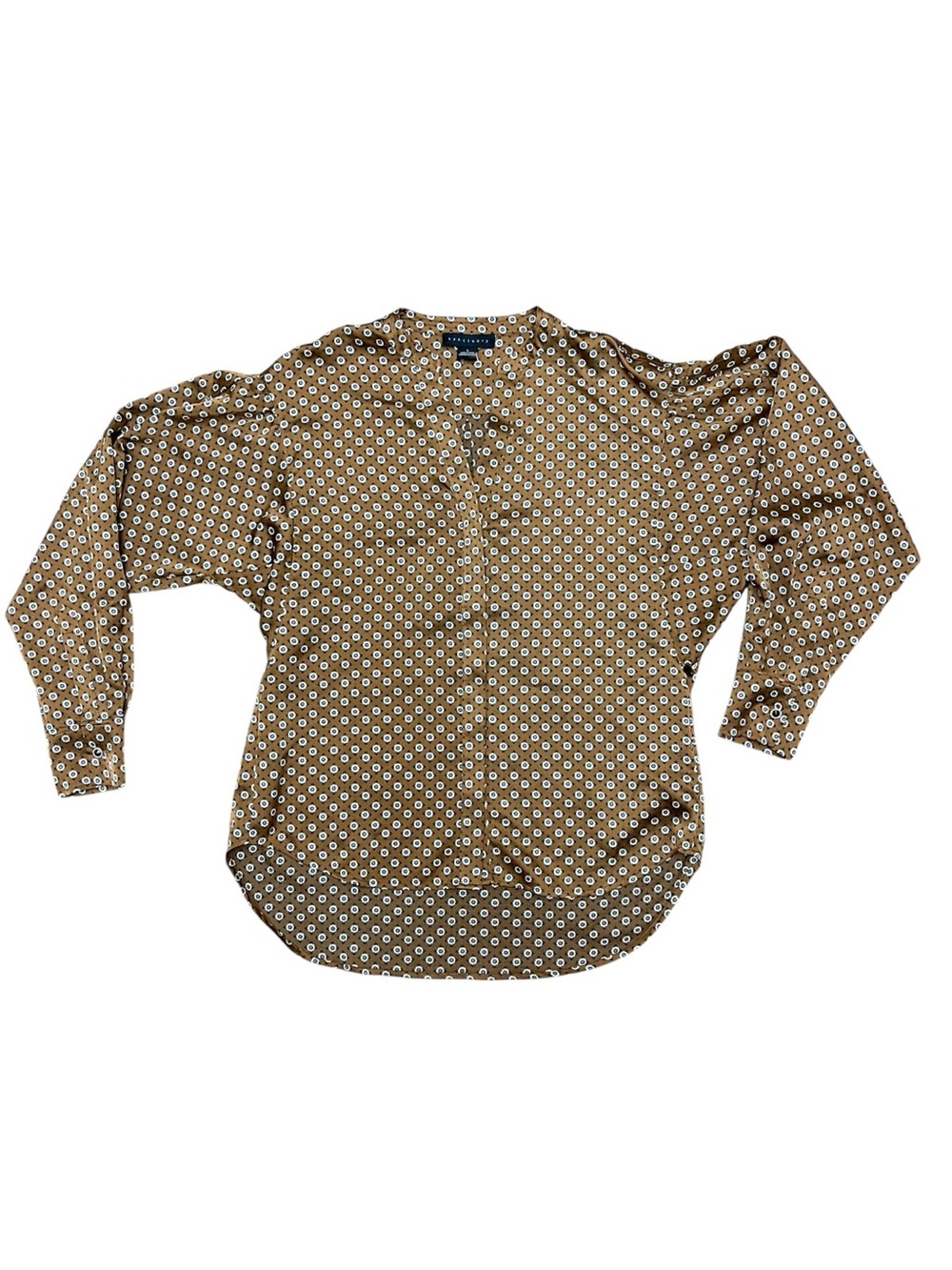 Sanctuary Relaxed Modern Blouse Brown Floral Hidden Button Top Size Small - Picture 9 of 9